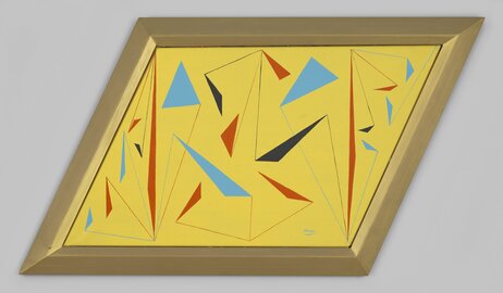 Sedje Hémon Modèle bizarre avec des triangles, 1988 Acryl op doek, 55 × 98 cm Sedje Hémon Stichting Fotografie: Wet Plate Collodion; Hans Wijninga
